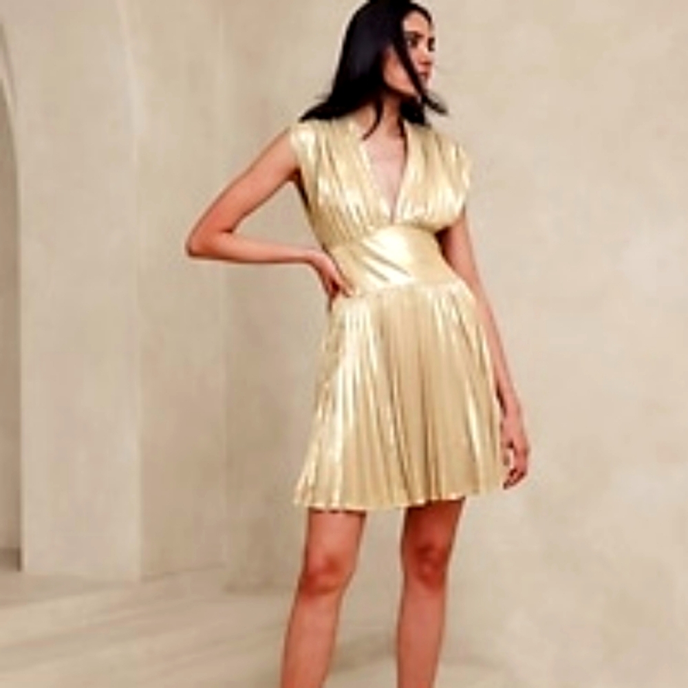 Banana Republic Gold Dress 8 Tall